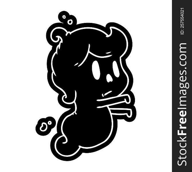 Cartoon Icon Of A Kawaii Cute Ghost