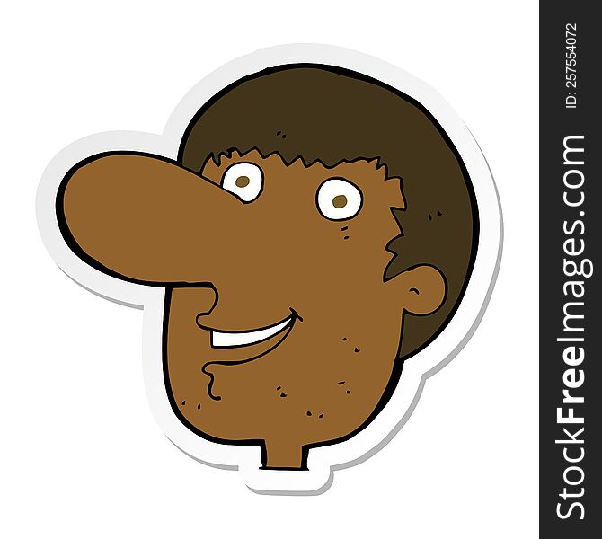 Sticker Of A Cartoon Happy Male Face