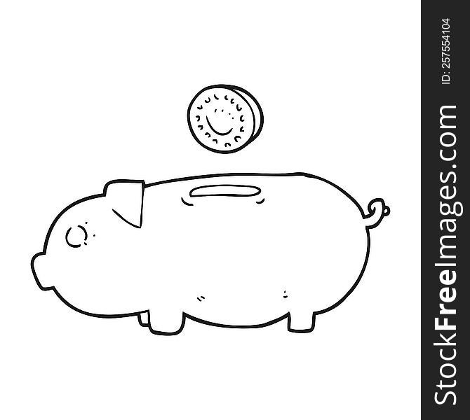 Black And White Cartoon Piggy Bank