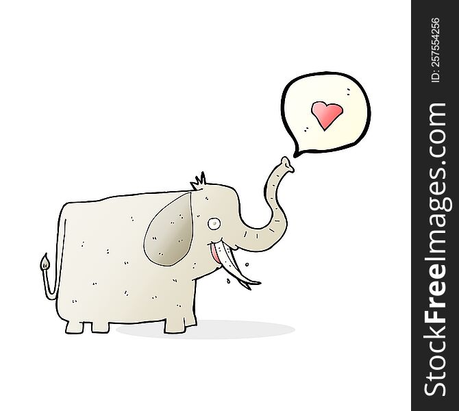 Cartoon Elephant With Love Heart