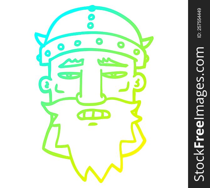 cold gradient line drawing of a cartoon angry warrior