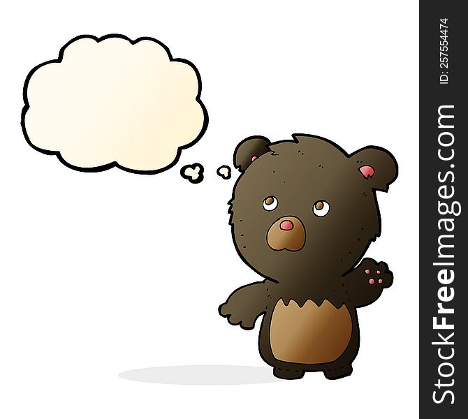 Cartoon Black Teddy Bear With Thought Bubble
