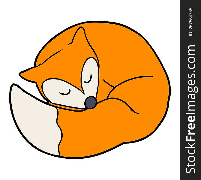 cartoon sleeping fox. cartoon sleeping fox