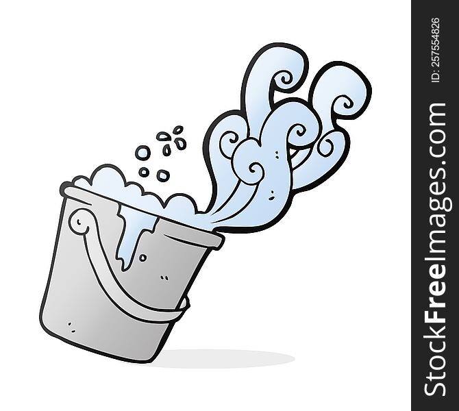 freehand drawn cartoon cleaning bucket