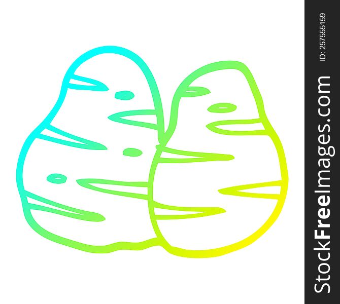 cold gradient line drawing of a cartoon potatoes