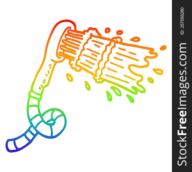 rainbow gradient line drawing of a cartoon shower head