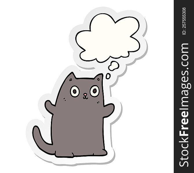 Cartoon Cat And Thought Bubble As A Printed Sticker