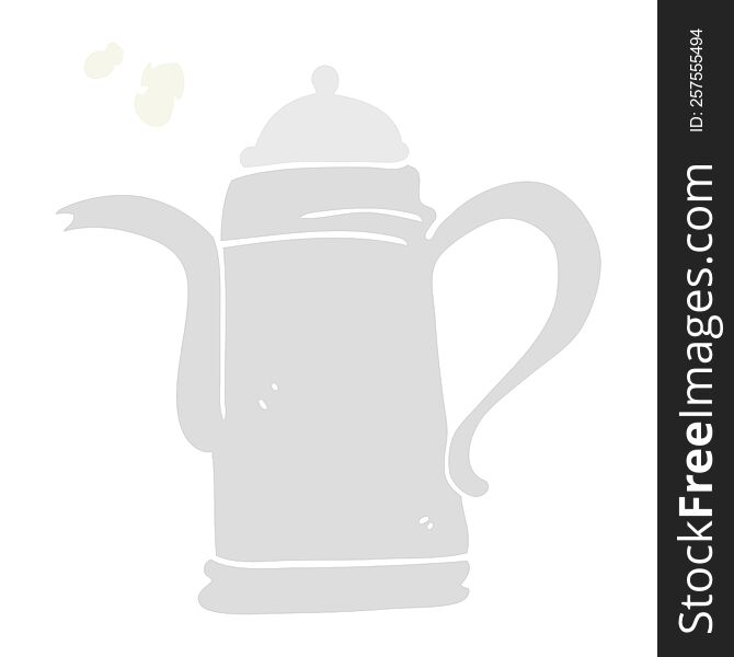 Flat Color Illustration Of A Cartoon Coffee Kettle