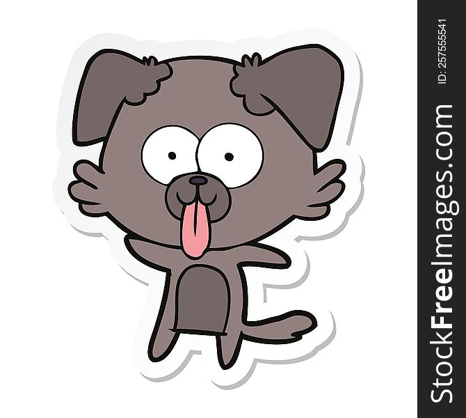 sticker of a cartoon dog with tongue sticking out