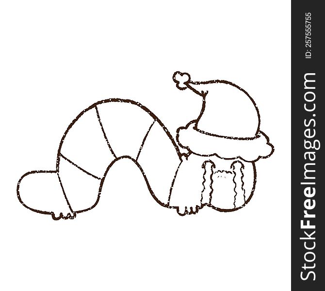 Crying Caterpillar Charcoal Drawing