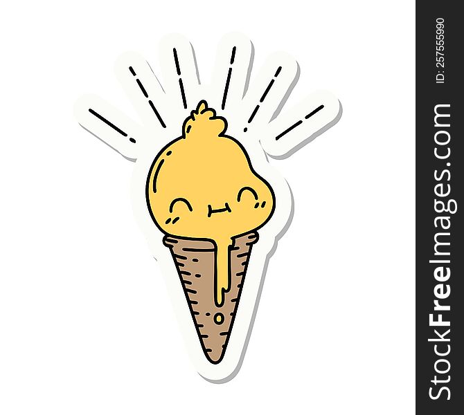 sticker of a tattoo style ice cream character