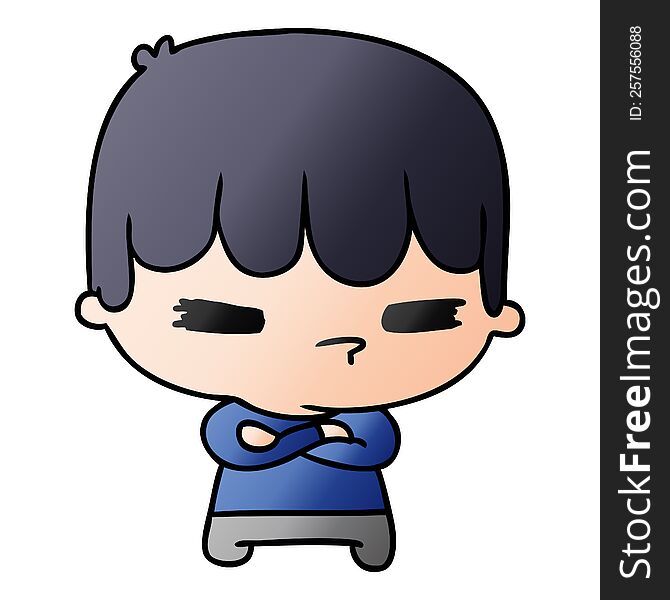 gradient cartoon illustration of a kawaii cute cross boy. gradient cartoon illustration of a kawaii cute cross boy