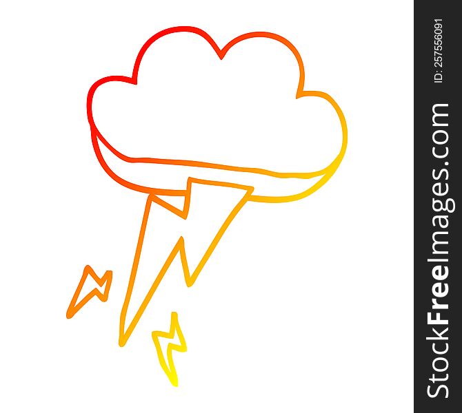 warm gradient line drawing of a cartoon thunder and lightening