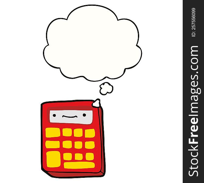 Cartoon Calculator And Thought Bubble