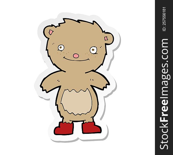 sticker of a cartoon teddy bear wearing boots