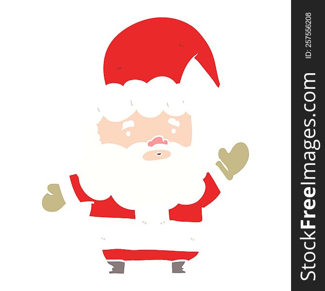 Flat Color Style Cartoon Santa Claus Waving