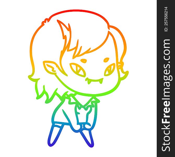 rainbow gradient line drawing cartoon friendly vampire girl