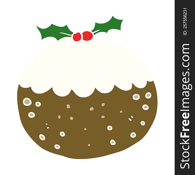 Flat Color Style Cartoon Christmas Pudding