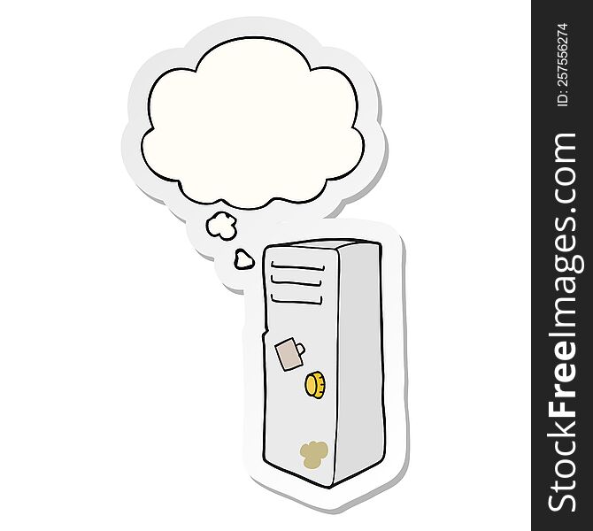 cartoon locker with thought bubble as a printed sticker