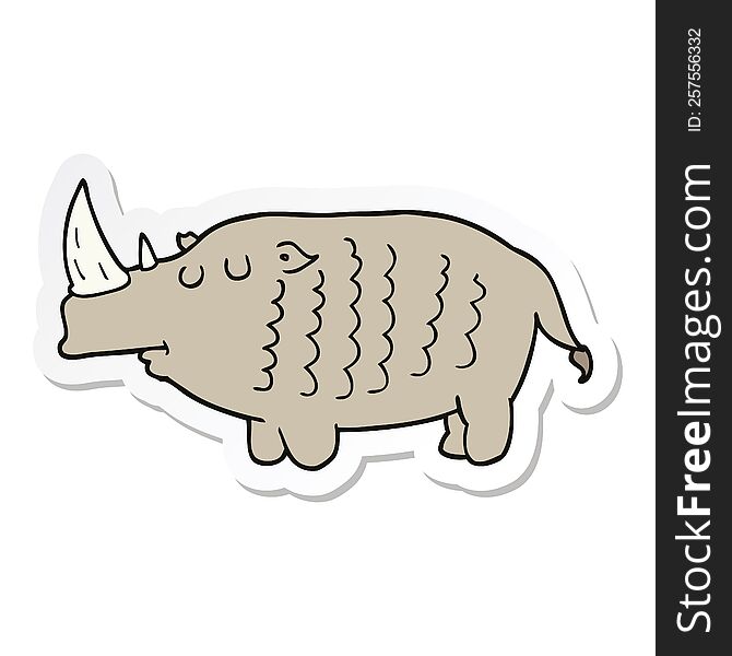 sticker of a cartoon rhinoceros