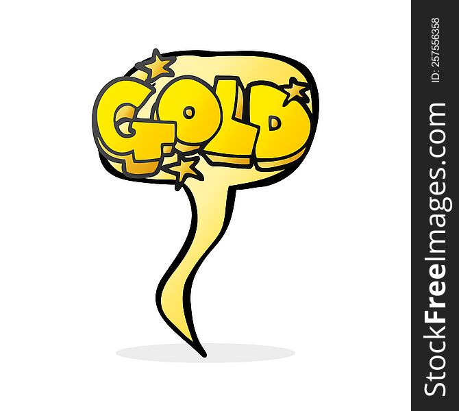 freehand drawn speech bubble cartoon word gold