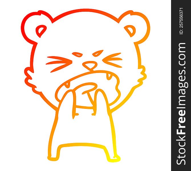 warm gradient line drawing of a hungry cartoon bear