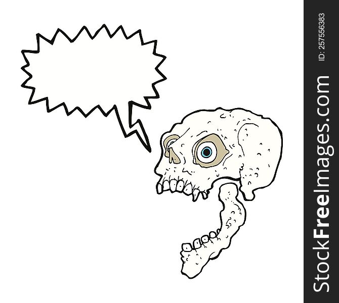cartoon scary skull with speech bubble