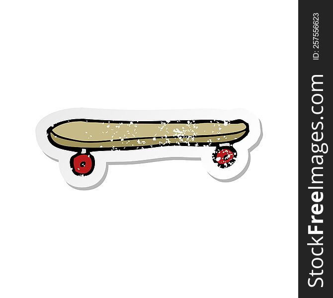 retro distressed sticker of a cartoon skateboard