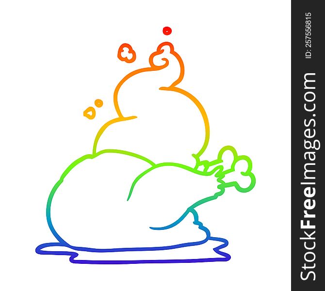 rainbow gradient line drawing of a whole cooked chicken