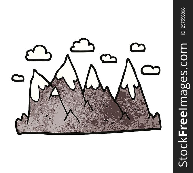 cartoon doodle mountain range