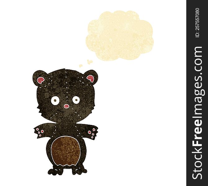 Cartoon Black Bear Cub With Thought Bubble