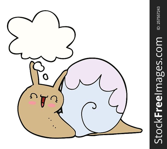 Cute Cartoon Snail And Thought Bubble