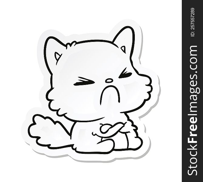 sticker of a cartoon angry cat