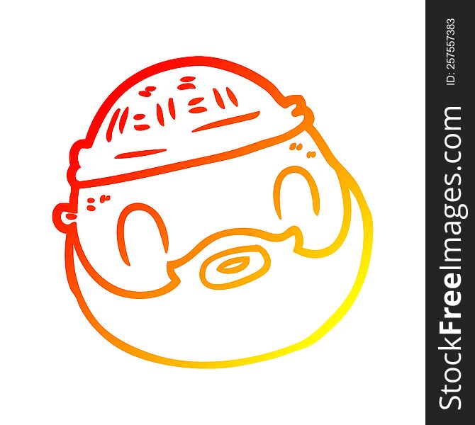 warm gradient line drawing of a cartoon male face with beard