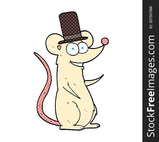 freehand drawn cartoon mouse in top hat