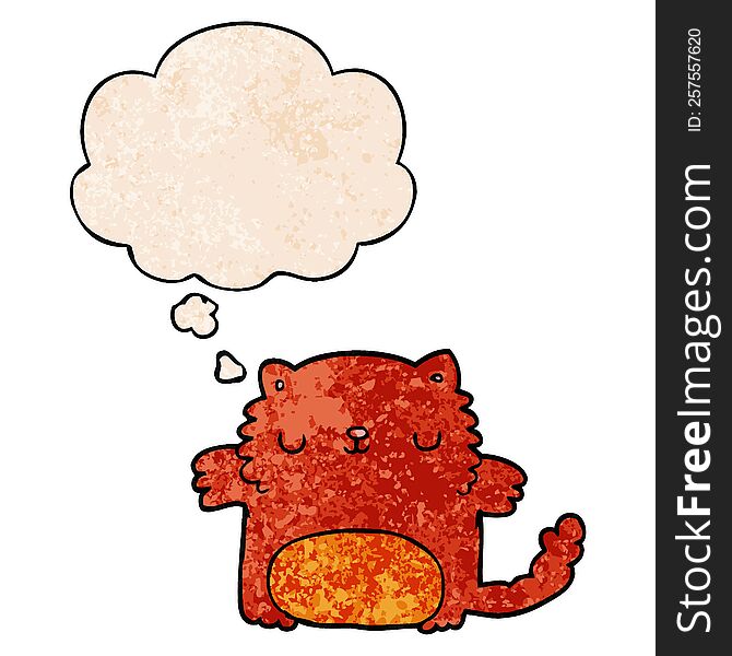 cartoon cat with thought bubble in grunge texture style. cartoon cat with thought bubble in grunge texture style
