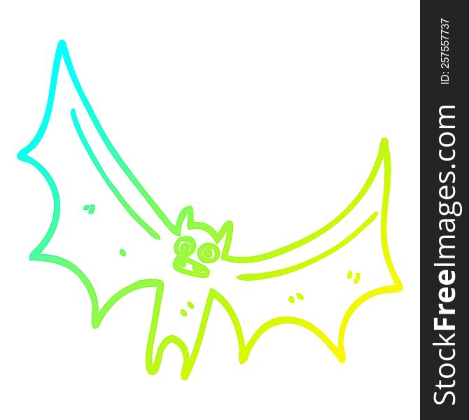 cold gradient line drawing of a cartoon bat