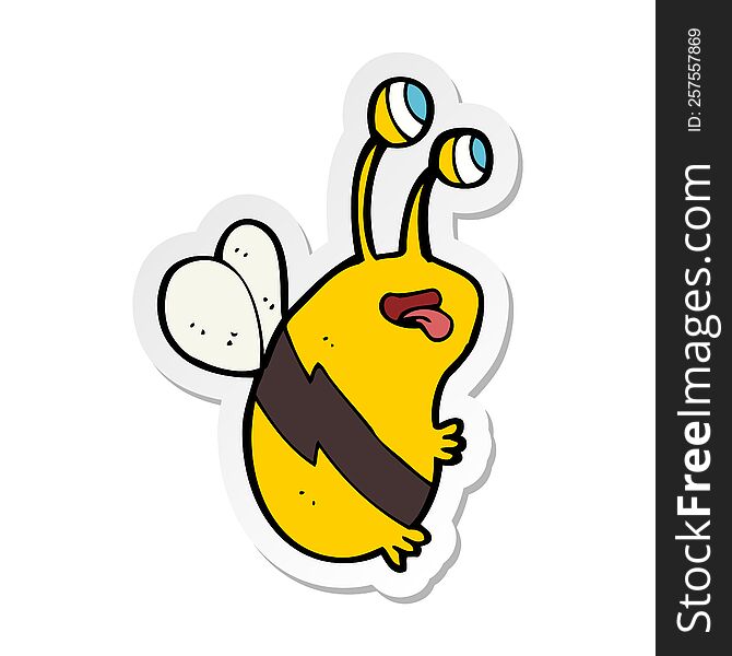 sticker of a cartoon funny bee