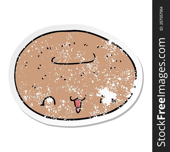 Distressed Sticker Of A Cute Cartoon Donut