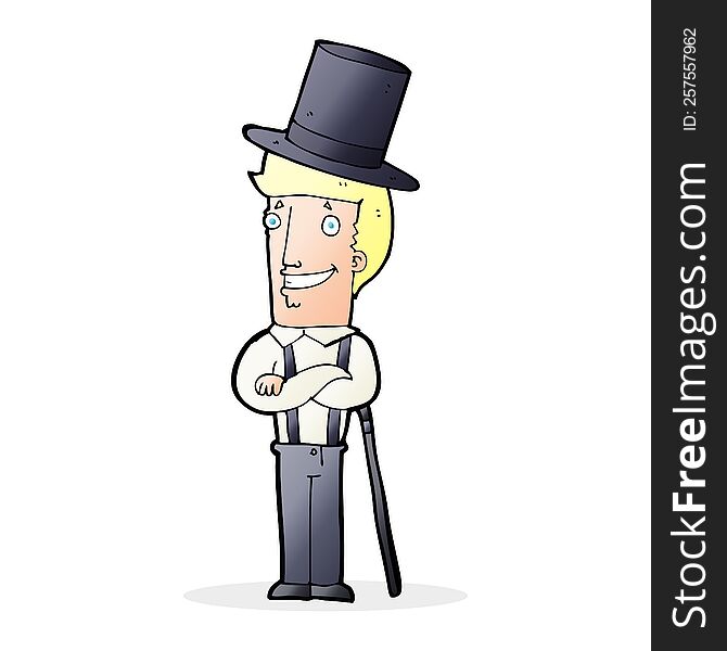 Cartoon Man Wearing Top Hat