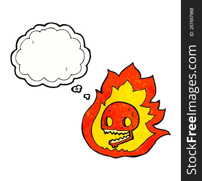 Thought Bubble Textured Cartoon Burning Skull