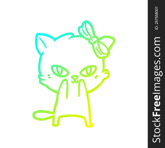 cold gradient line drawing cute cartoon cat