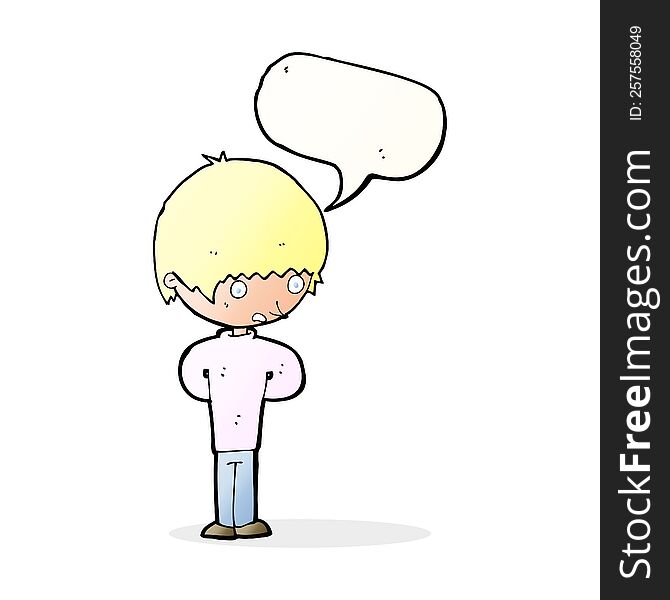 Cartoon Nervous Boy With Speech Bubble