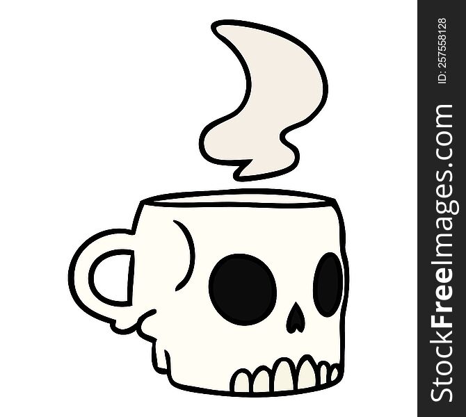 Cartoon Doodle Of A Skull Mug