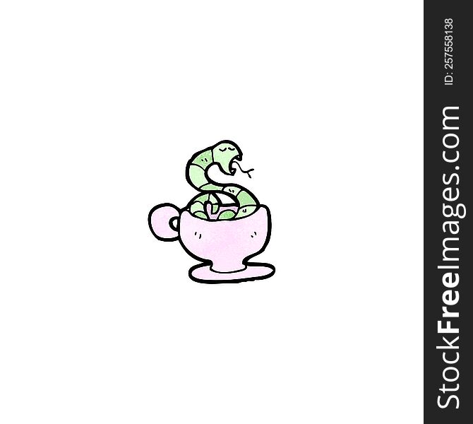 cartoon snake in tea cup