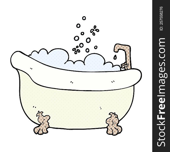 freehand drawn cartoon bath full of water
