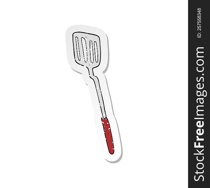 retro distressed sticker of a cartoon spatula