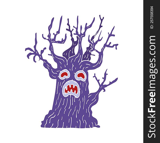 cartoon doodle spooky tree