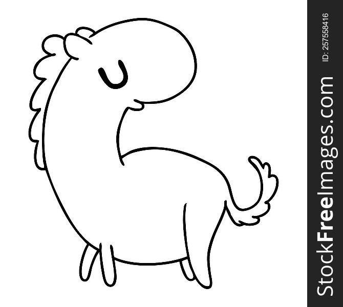 line drawing illustration kawaii of a cute horse. line drawing illustration kawaii of a cute horse
