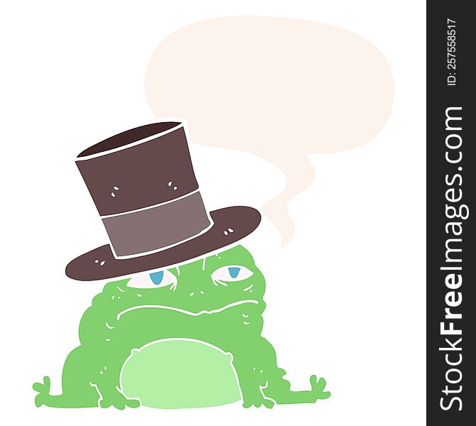cartoon rich toad with speech bubble in retro style